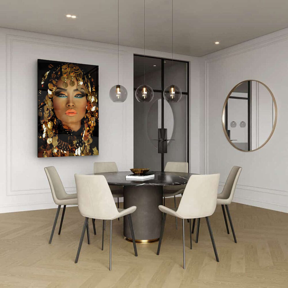 Glasschilderij - Golden Elegance - 80x120cm