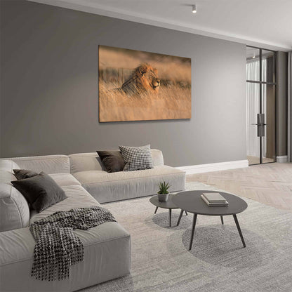 Glasschilderij - Wilde leeuw - 120x80cm