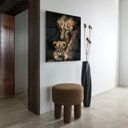 Glasschilderij - Lion family - 80x80cm