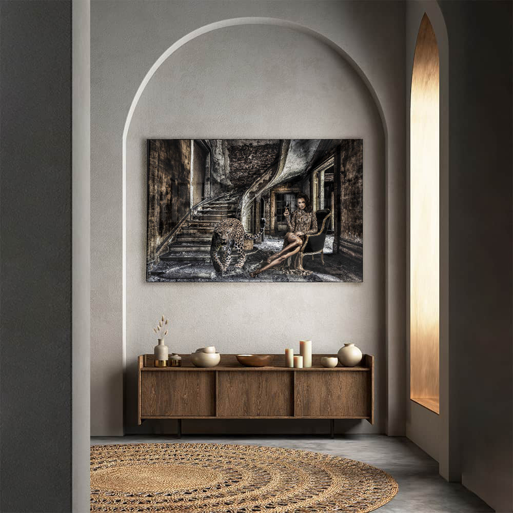 Glasschilderij – The Panther – 120x80cm