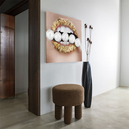 Glasschilderij - Pearls Gold - 80x80cm