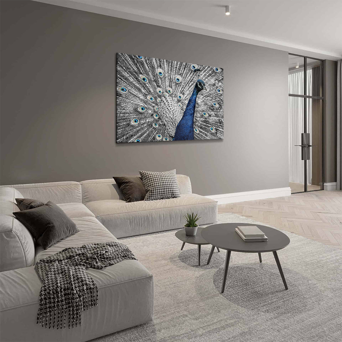 Glasschilderij - Pauw - 120x80cm